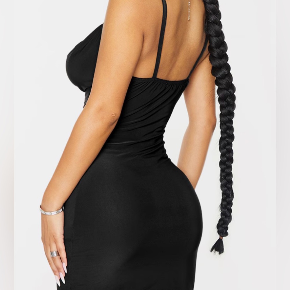 PLT Black Slinky Cowl Neck Mini Dress - Picture 2 of 5